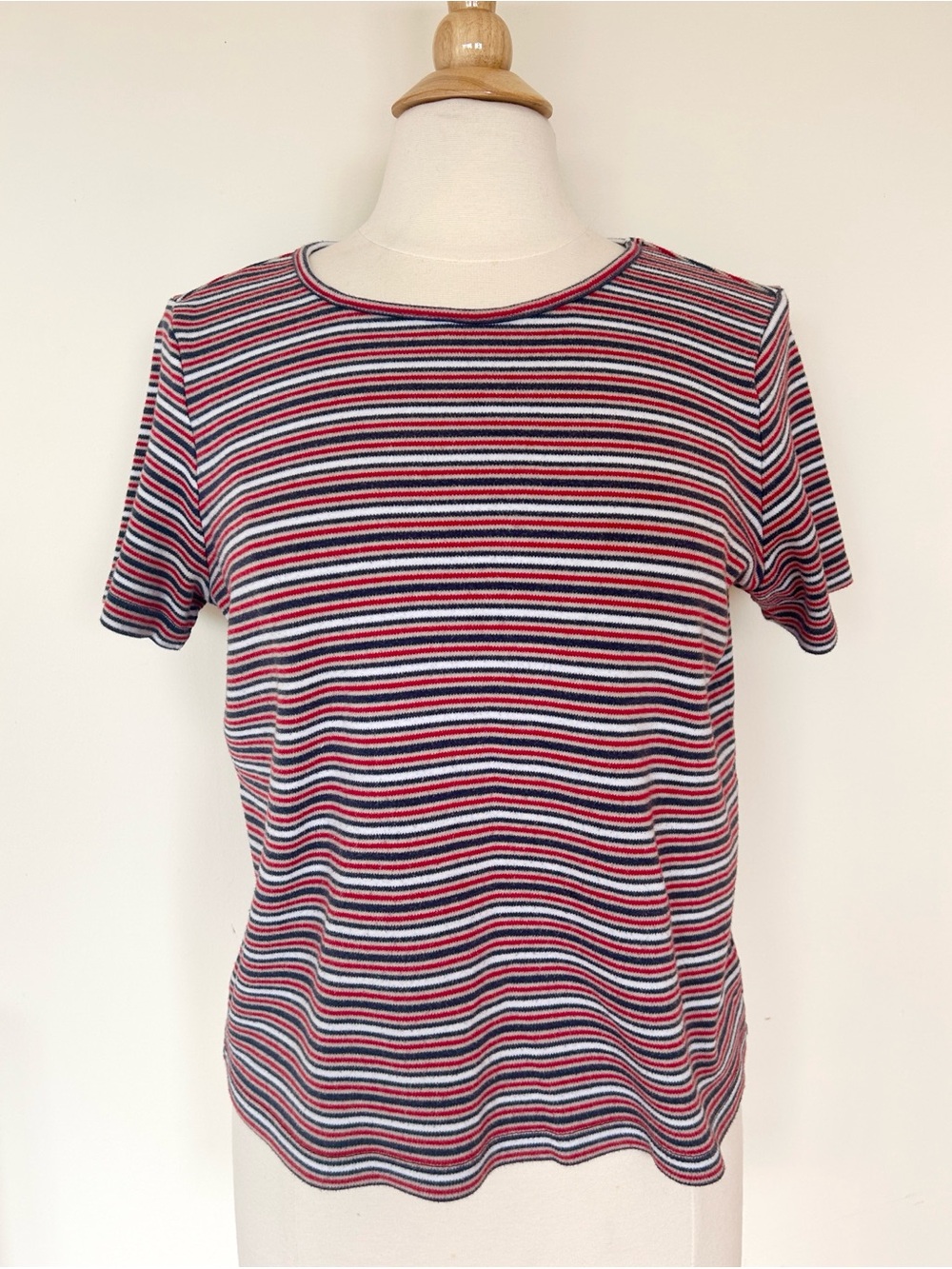 Short Sleeve Stripe Round Neck Tee